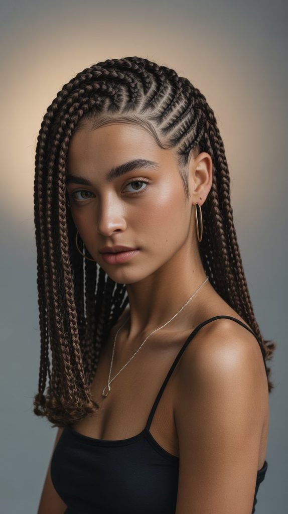 Zigzag Side Part Medium Braids
