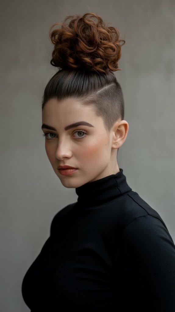 Curly Top Knot Undercut
