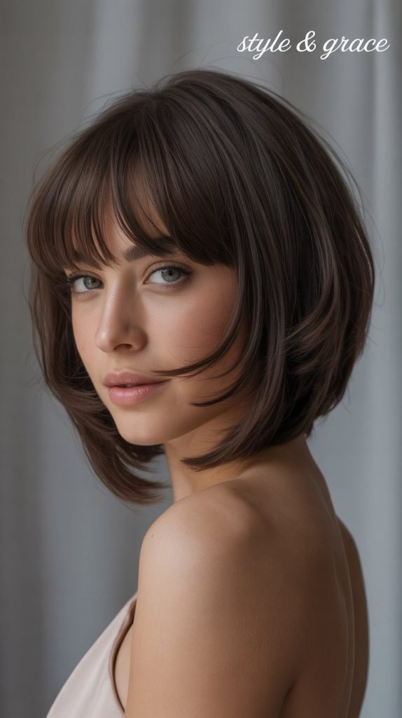 Long Stacked Inverted Bob with Bangs