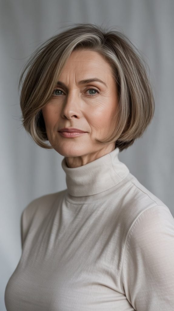  Short Bob with Side-Swept Fringe