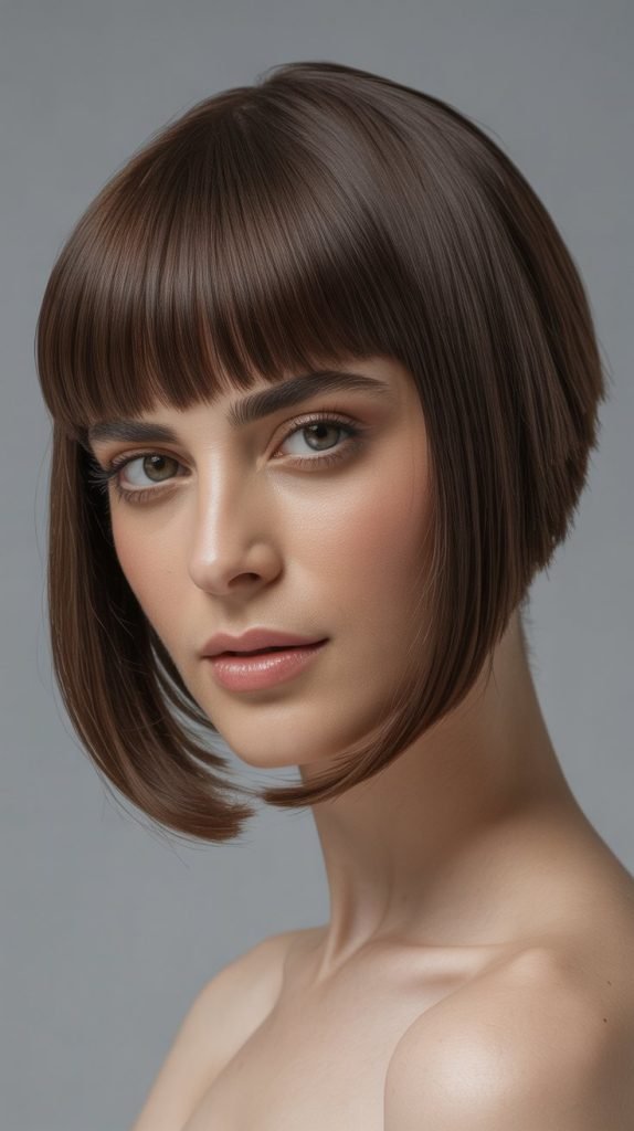 Classic Blunt Bangs with Stacked Inverted Bob
