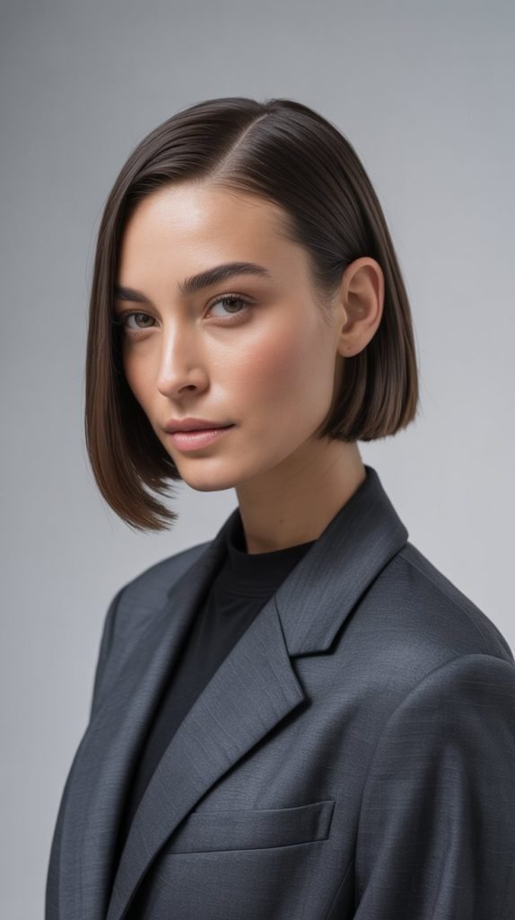 Blunt Lob with Side Part