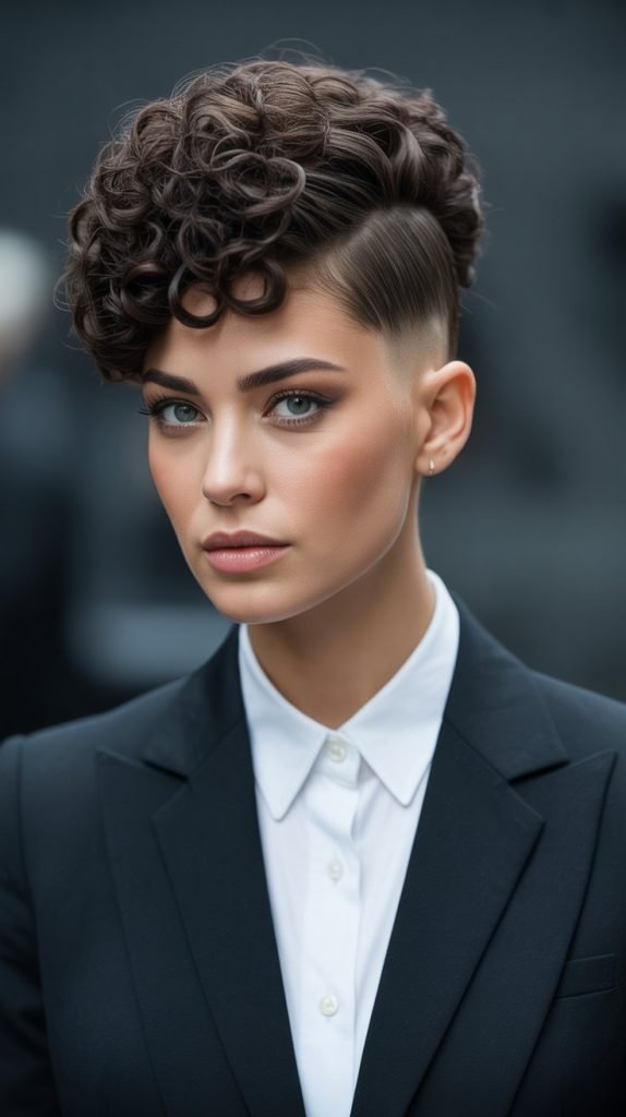 Curly Pompadour Fade