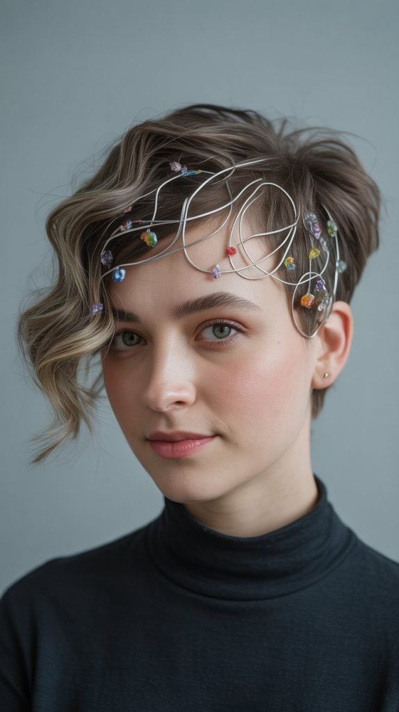 Wavy Pixie with Artistic Elements