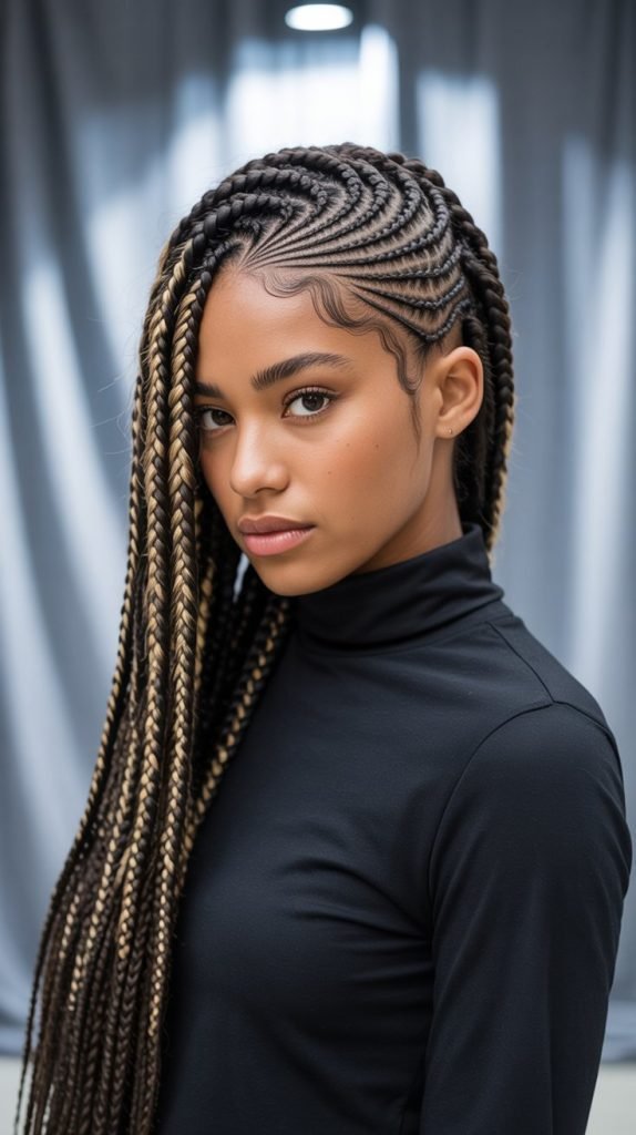 Zigzag Side Part Fulani Design