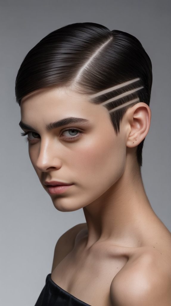 Slicked-Back Pixie with Side Fade