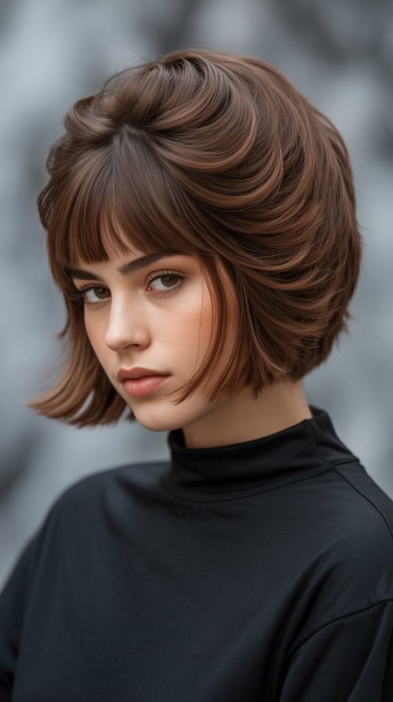  Thick Hair Stacked Inverted Bob with Bangs