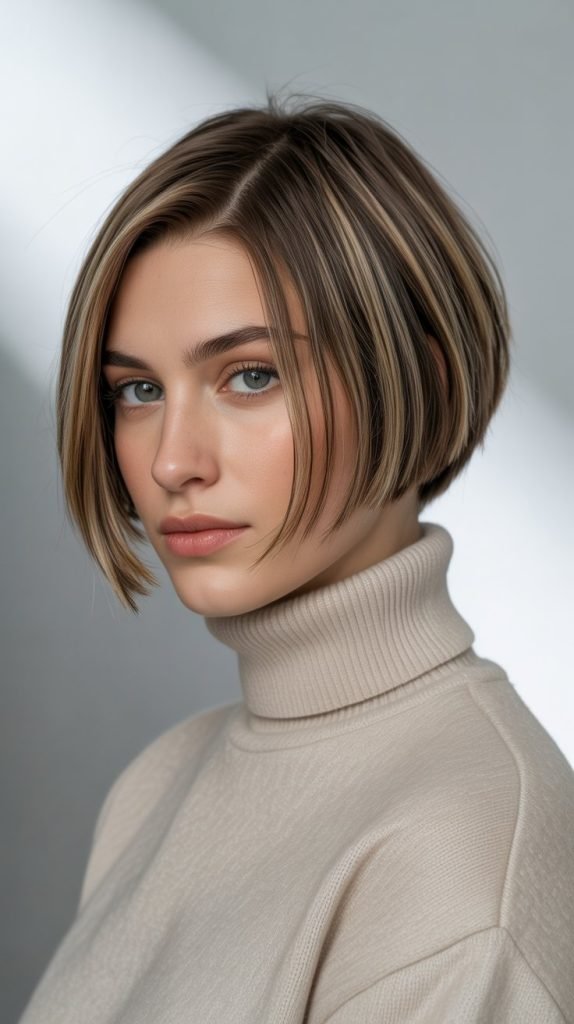 Angled Stacked Bob for Round Faces