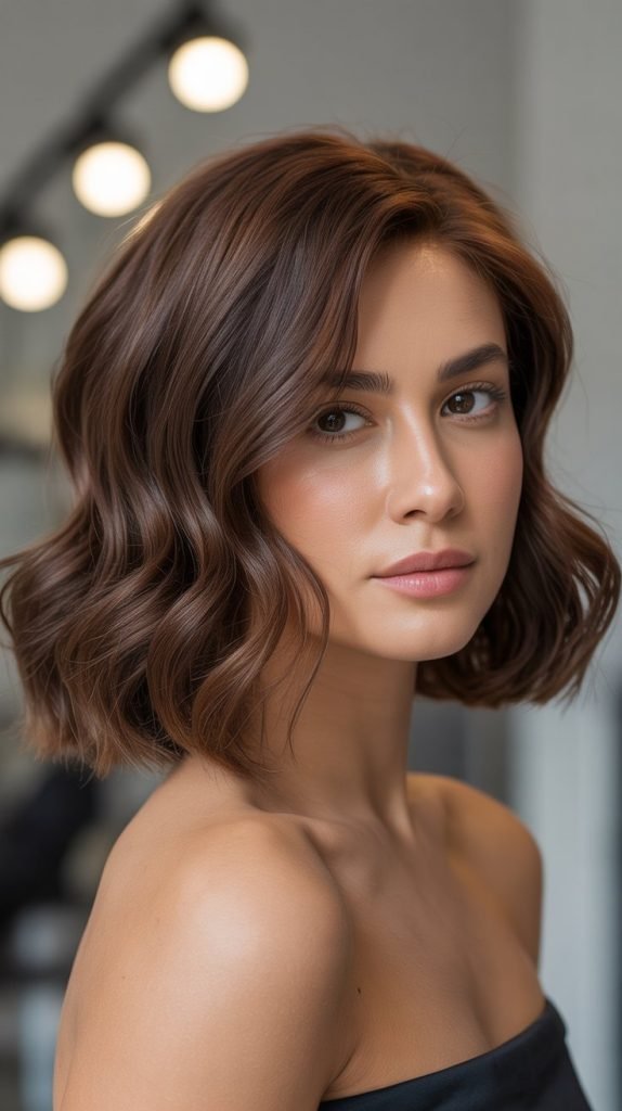 Graduated Wavy Bob with Face-Framing Layers