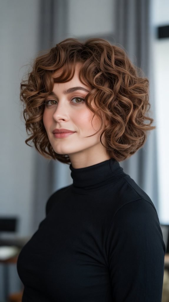  Medium-Length Curly Stacked Inverted Bob
