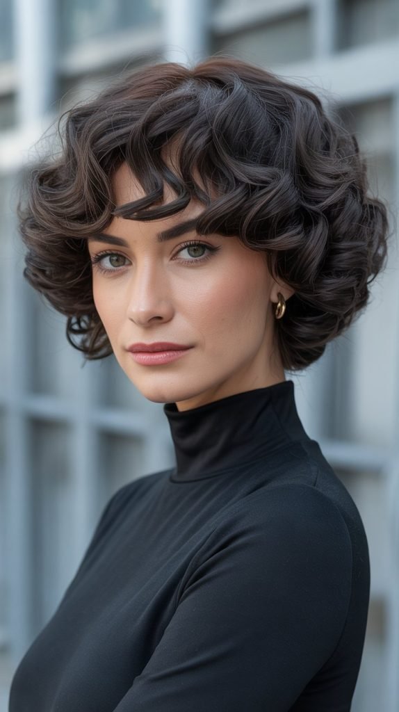  Sleek Curly French Bob