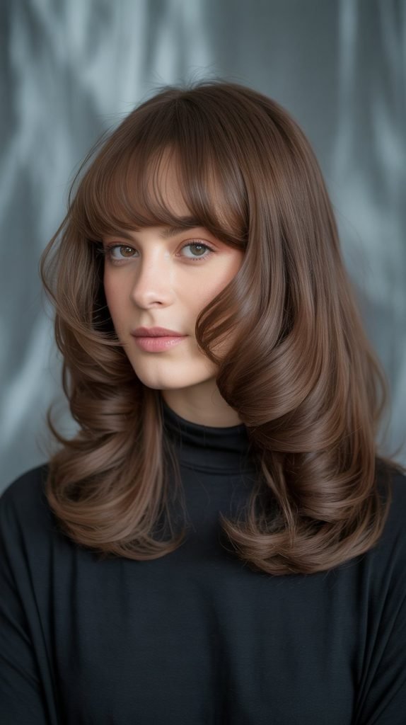 . Long Stacked Inverted Bob with Bangs