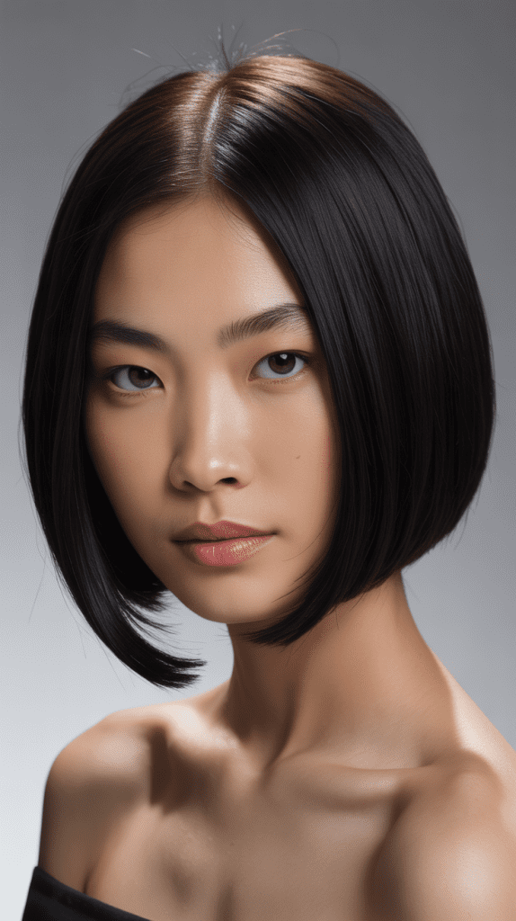 Karina's Sleek Center Part Bob