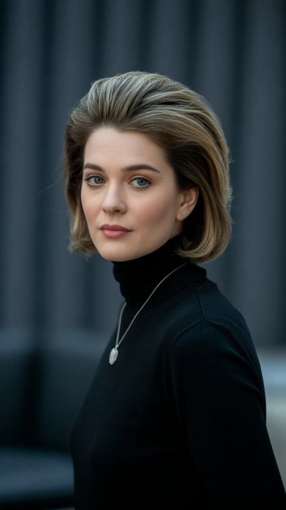 Medium Swept-Back Cut for Round Faces