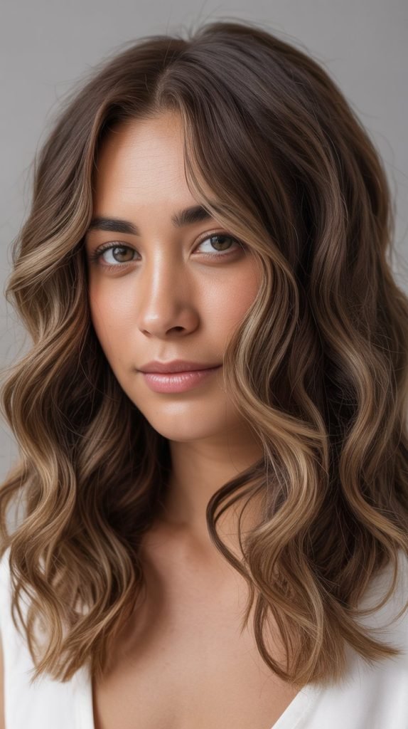 Caramel Highlights for Wavy Hair
