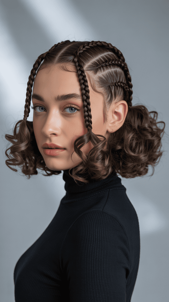 Double Dutch Braids with Curly Bob Ends