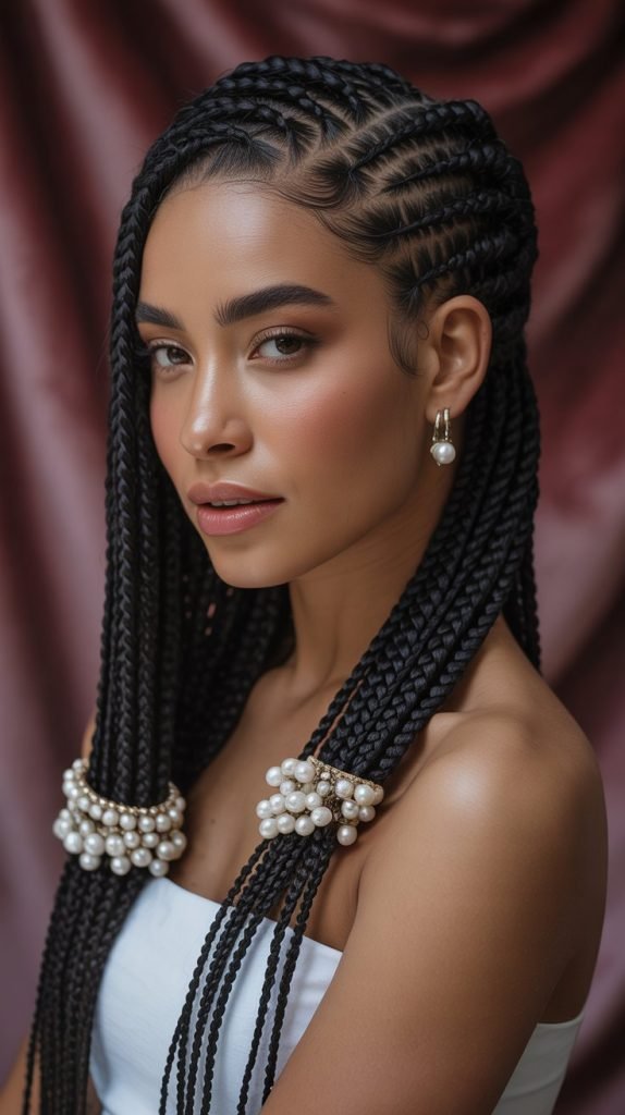 Elegant Side Part with Pearl Accents