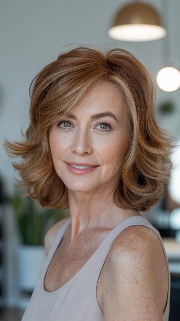  Layered Waves with Face-Framing Highlights