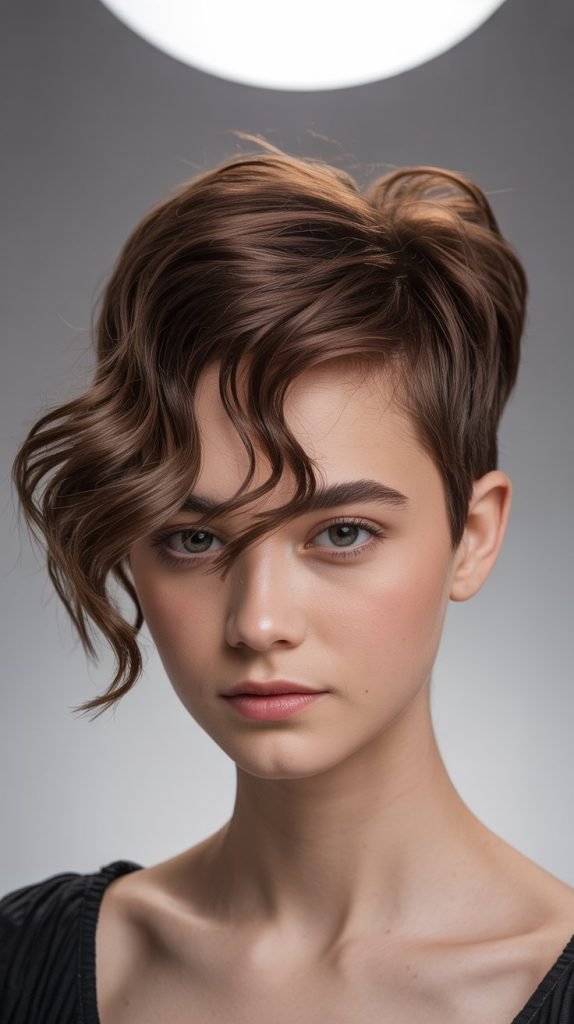 Side-Swept Wavy Fringe Pixie