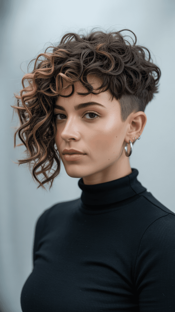 Asymmetrical Curly Bob-Pixie Hybrid