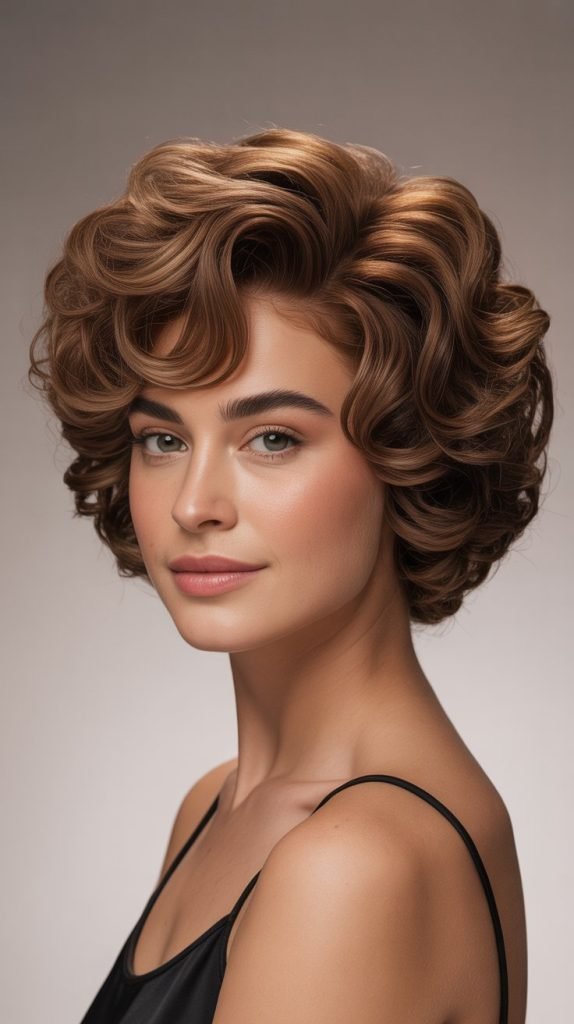  Curly French Bob with Crown Volume