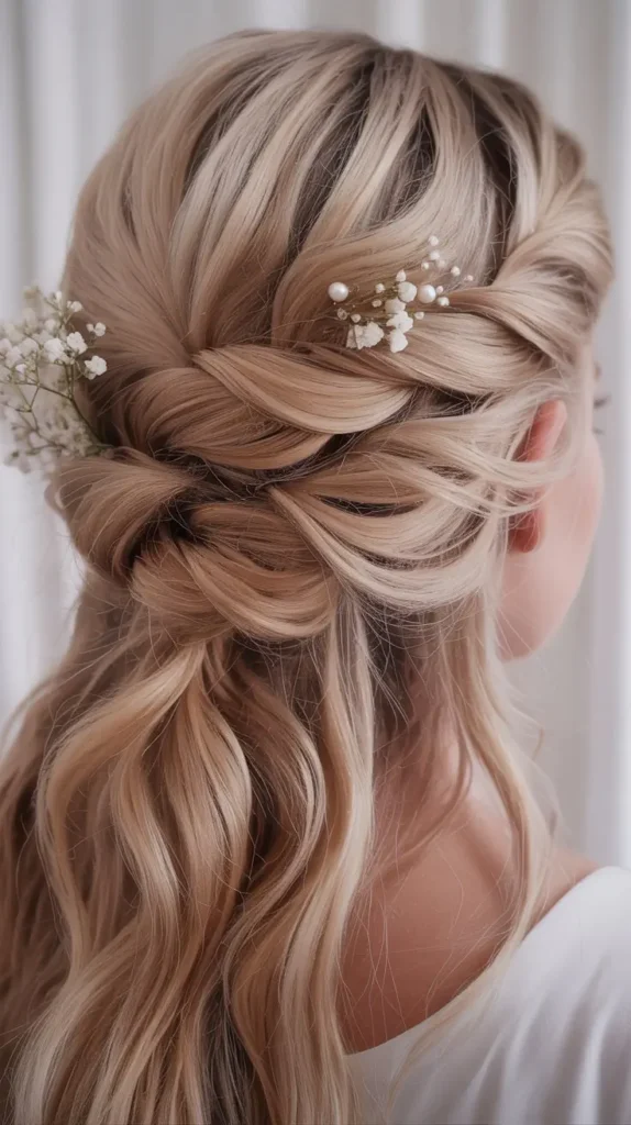 Champagne Rose Blonde Twisted Updo