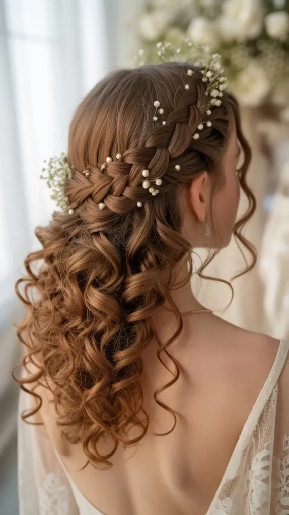 Braided Crown with Cascading Curls