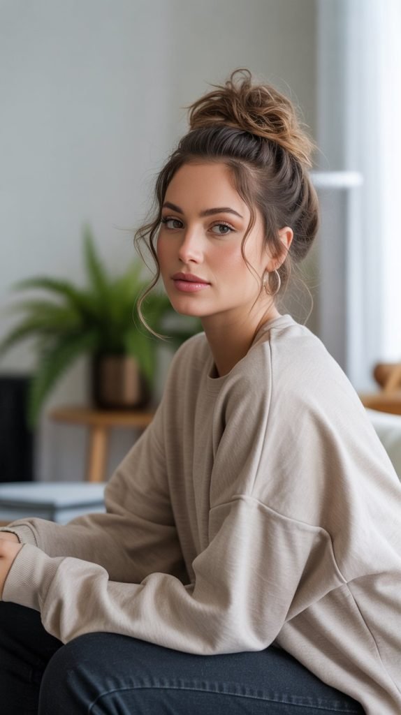 Messy High Bun with Texture