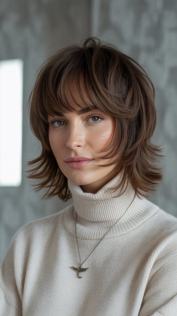 Medium Shag with Side Bangs