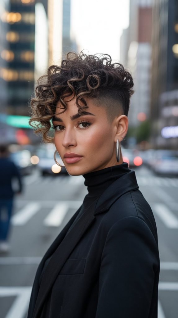 Short Curly Quiff with Volume Focus