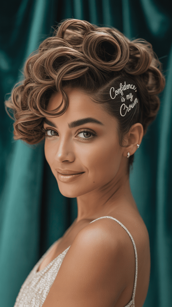 Curly Pixie with Crown Twist Details