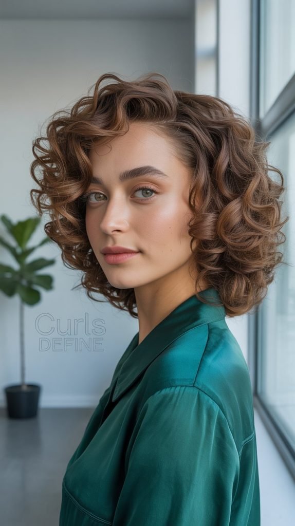 Curly Long Stacked Inverted Bob