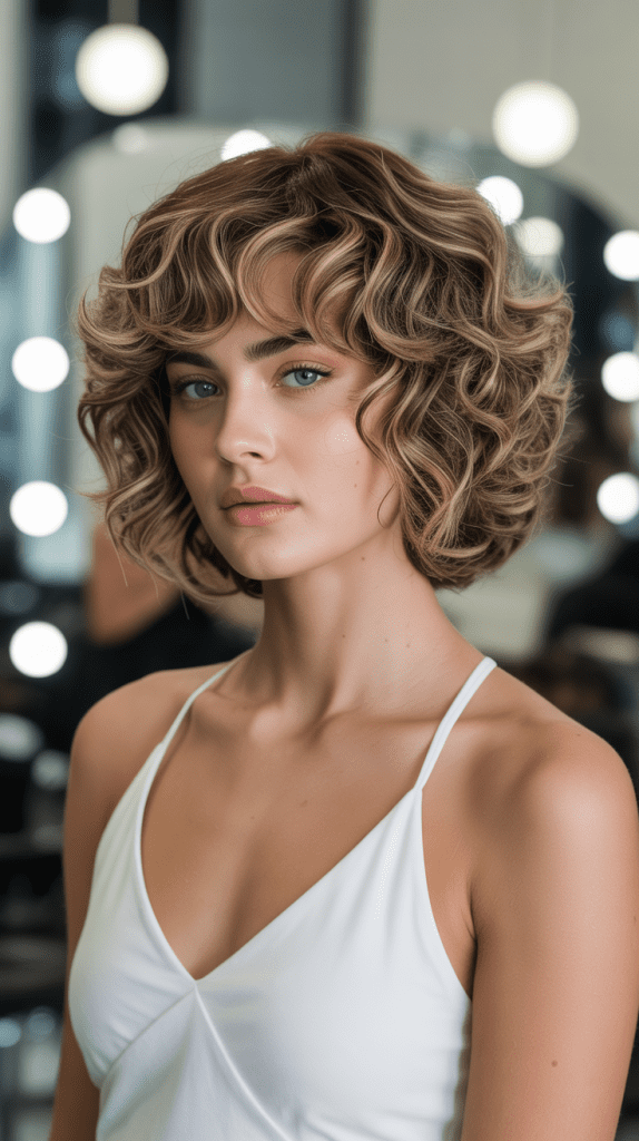 Layered French Bob with Curl Enhancement