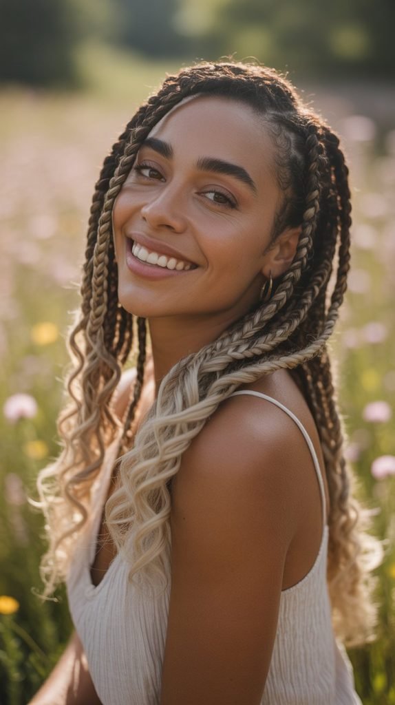  Boho Side Part Braids with Loose Wave Texture