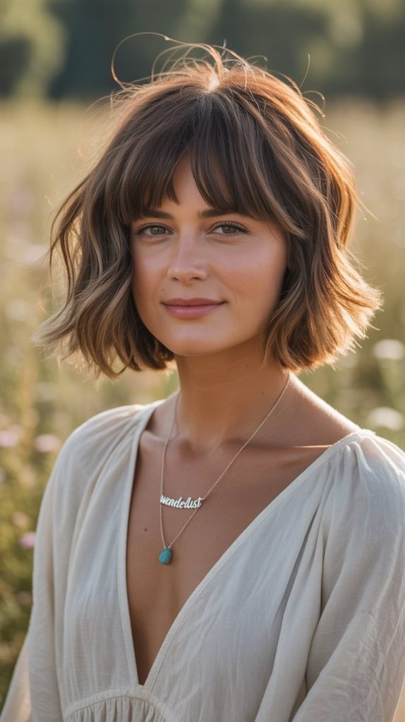  Shaggy Lob with Side Part
