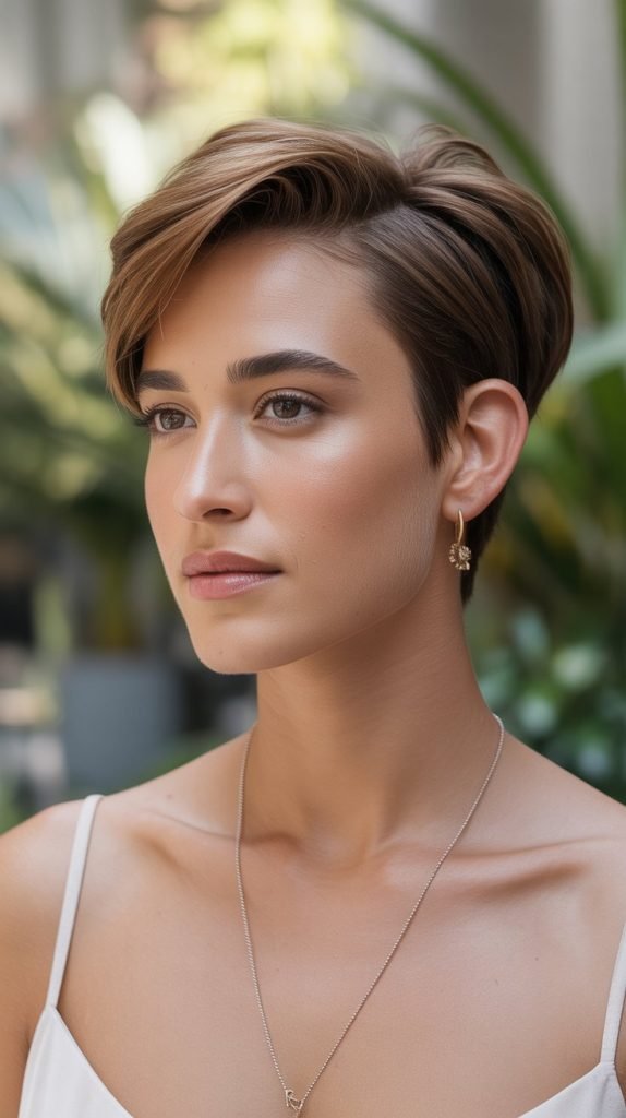  Swept-Back Pixie with Elegant Height