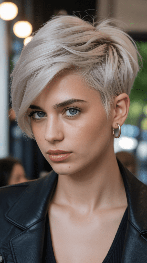 Winter's Textured Pixie with Side Part