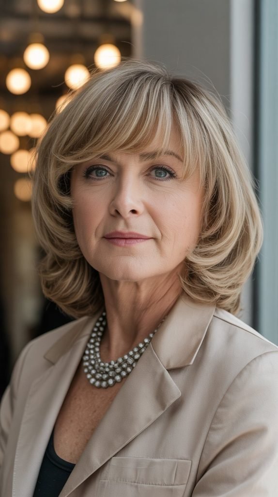 Curved Fringe with Chin-Length Layers