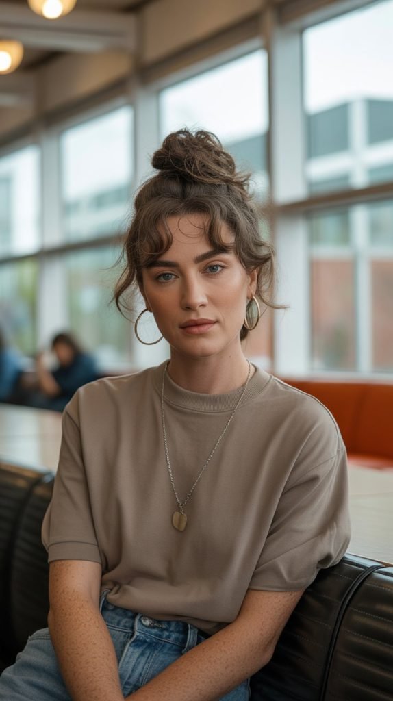 Messy Top Knot with Wispy Pieces