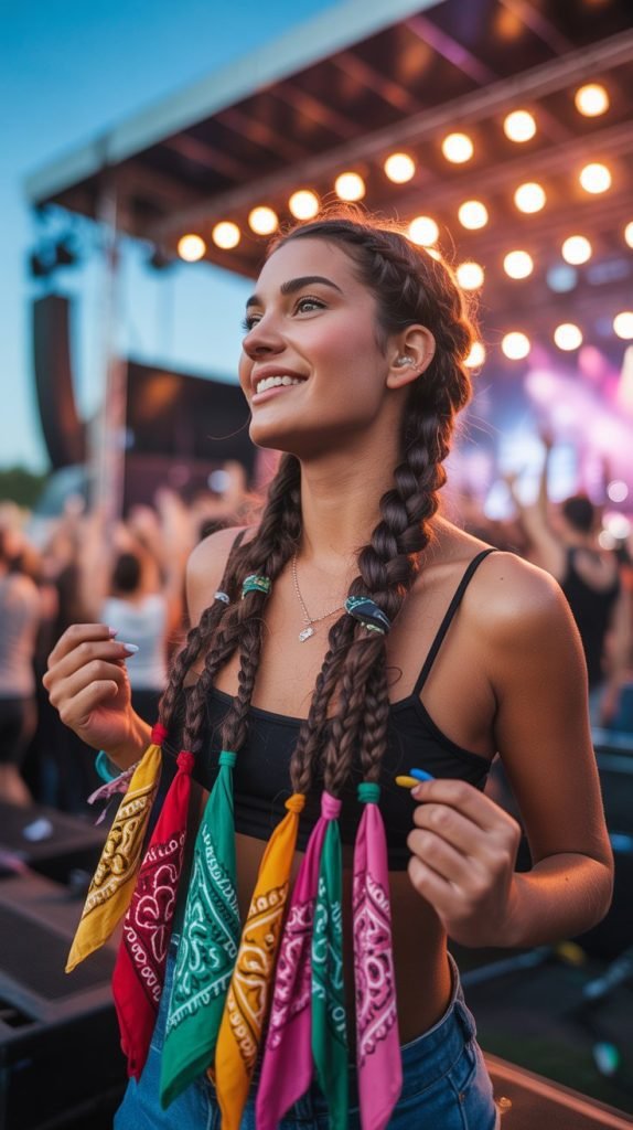 Festival Braid Train with Multiple Bandanas