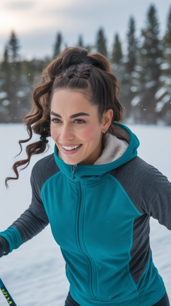 Curly Ponytail with Braided Base