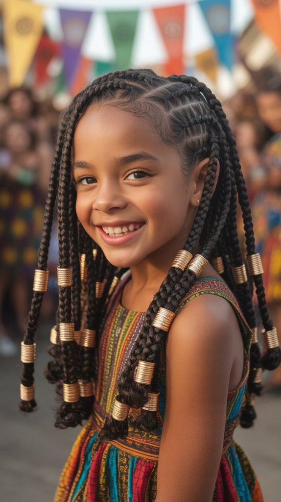 Side Part Braids with Hair Cuffs