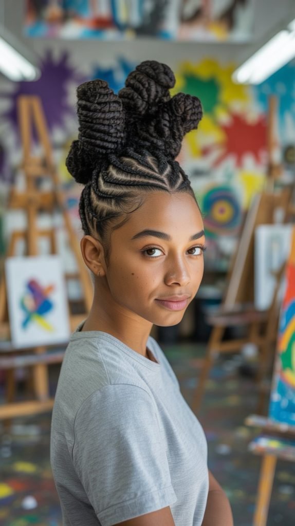 Cornrow Protective Updo