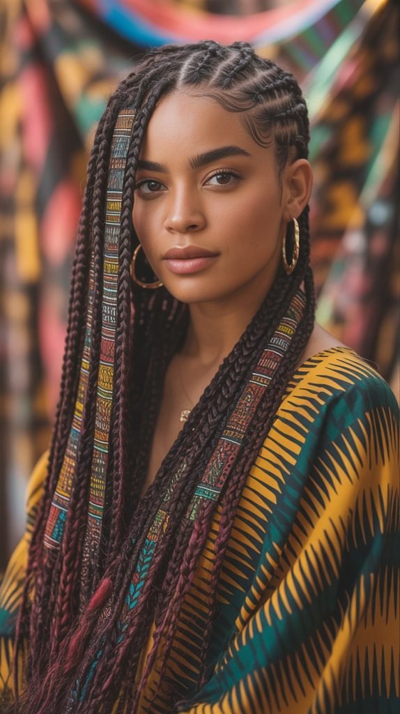  Side Part with Cultural Symbol Integration