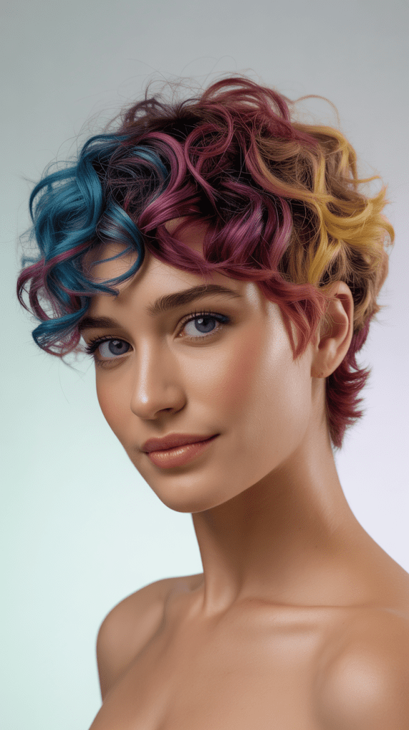  Curly Pixie with Color Blocking