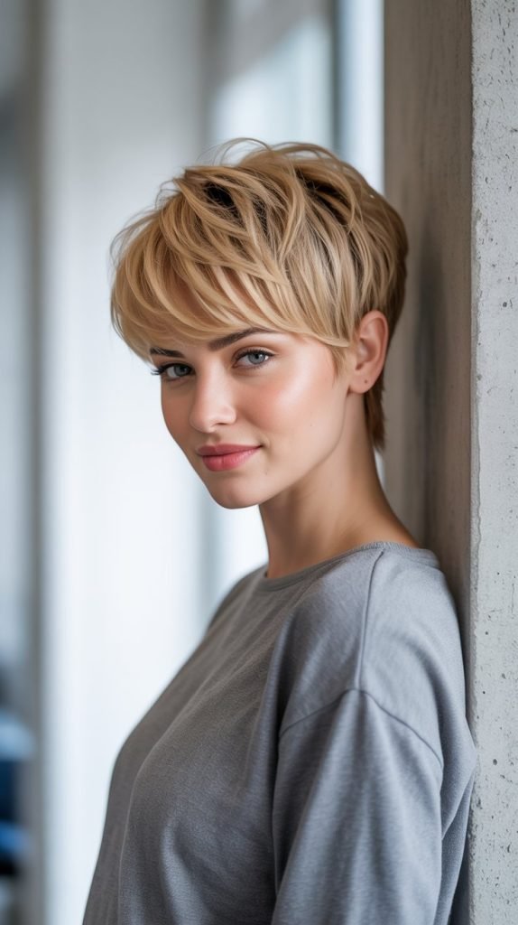 Textured Pixie with Long Bangs