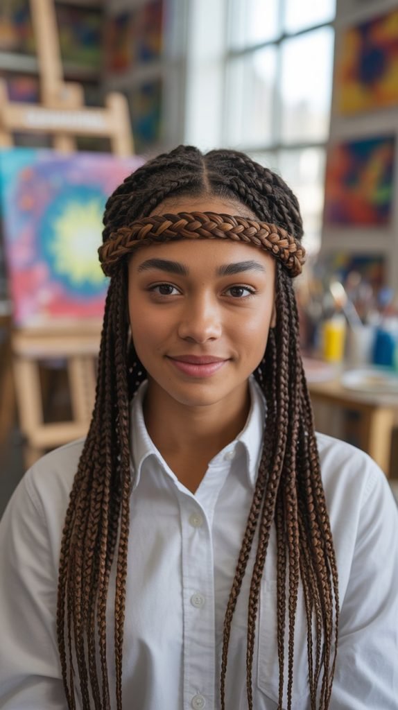 Braided Headband with Loose Box Braids