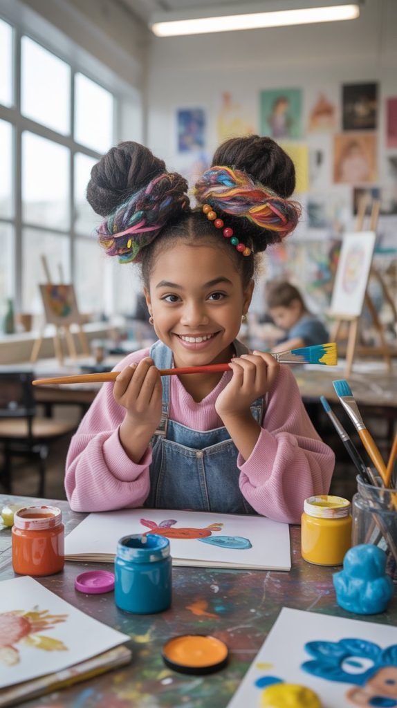 . Space Buns with Braided Sections for Creativity