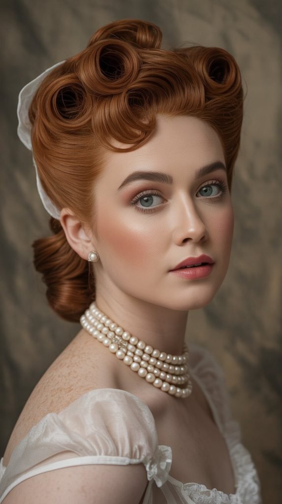 Low Rolled Updo with Curl Texture