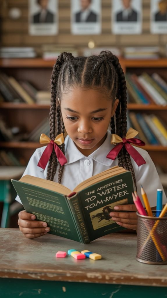 French Braids into Low Pigtails